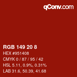 カラーコード: RGB 149 20 8 | qconv.com