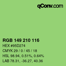 Color code: RGB 149 210 116 | qconv.com