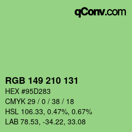 Color code: RGB 149 210 131 | qconv.com