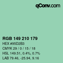 Color code: RGB 149 210 179 | qconv.com