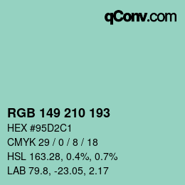 Color code: RGB 149 210 193 | qconv.com