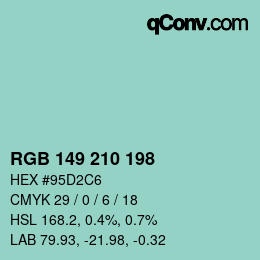 Color code: RGB 149 210 198 | qconv.com
