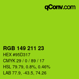 Color code: RGB 149 211 23 | qconv.com