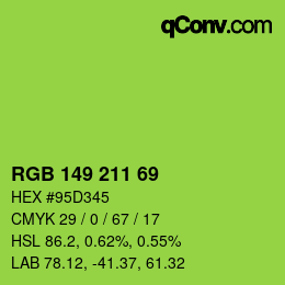 Color code: RGB 149 211 69 | qconv.com