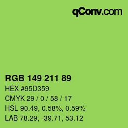 Color code: RGB 149 211 89 | qconv.com