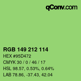 Color code: RGB 149 212 114 | qconv.com