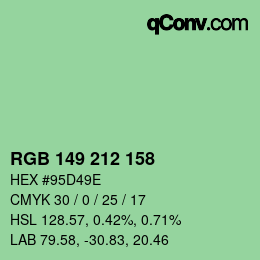 カラーコード: RGB 149 212 158 | qconv.com