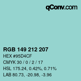 Farbcode: RGB 149 212 207 | qconv.com