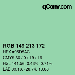 Color code: RGB 149 213 172 | qconv.com