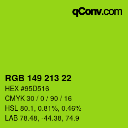 Color code: RGB 149 213 22 | qconv.com
