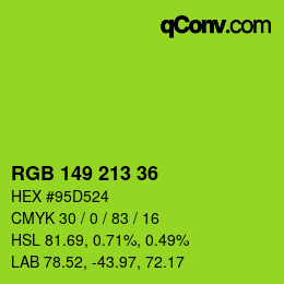 Color code: RGB 149 213 36 | qconv.com