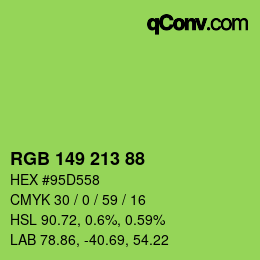颜色代码: RGB 149 213 88 | qconv.com