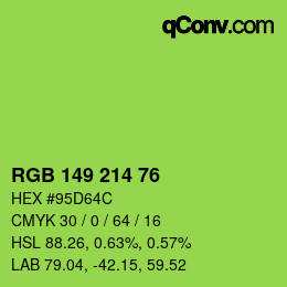Color code: RGB 149 214 76 | qconv.com