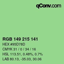 Color code: RGB 149 215 141 | qconv.com