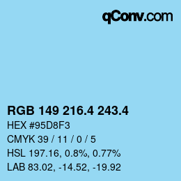 カラーコード: RGB 149 216.4 243.4 | qconv.com