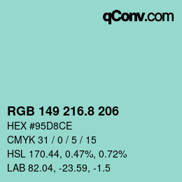 Color code: RGB 149 216.8 206 | qconv.com