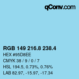 カラーコード: RGB 149 216.8 238.4 | qconv.com