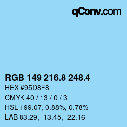 カラーコード: RGB 149 216.8 248.4 | qconv.com
