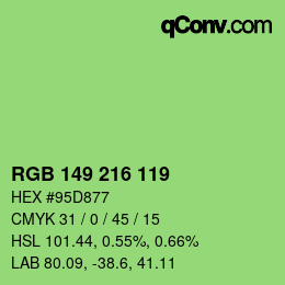 Color code: RGB 149 216 119 | qconv.com
