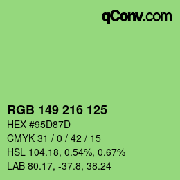 Color code: RGB 149 216 125 | qconv.com