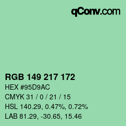 Color code: RGB 149 217 172 | qconv.com