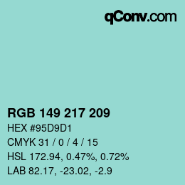 Color code: RGB 149 217 209 | qconv.com