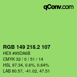 カラーコード: RGB 149 218.2 107 | qconv.com
