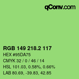 カラーコード: RGB 149 218.2 117 | qconv.com