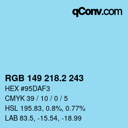 カラーコード: RGB 149 218.2 243 | qconv.com