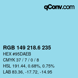 カラーコード: RGB 149 218.6 235 | qconv.com