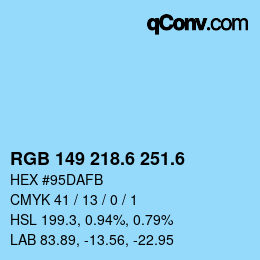 カラーコード: RGB 149 218.6 251.6 | qconv.com