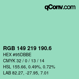 カラーコード: RGB 149 219 190.6 | qconv.com