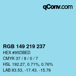 Color code: RGB 149 219 237 | qconv.com