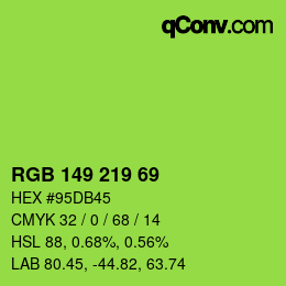颜色代码: RGB 149 219 69 | qconv.com