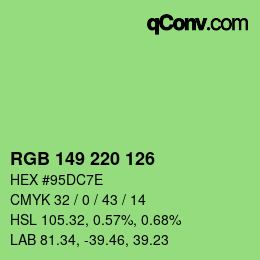Color code: RGB 149 220 126 | qconv.com