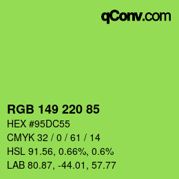 Color code: RGB 149 220 85 | qconv.com