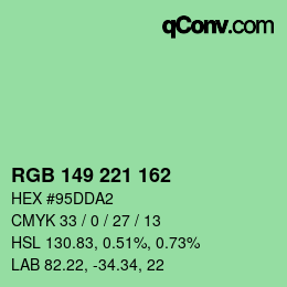 Color code: RGB 149 221 162 | qconv.com