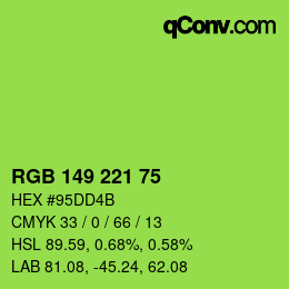 Color code: RGB 149 221 75 | qconv.com