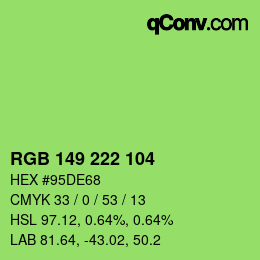 Código de color: RGB 149 222 104 | qconv.com
