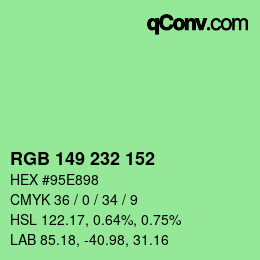 Color code: RGB 149 232 152 | qconv.com