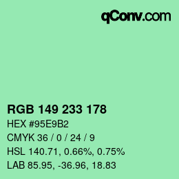 Color code: RGB 149 233 178 | qconv.com