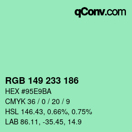 Color code: RGB 149 233 186 | qconv.com