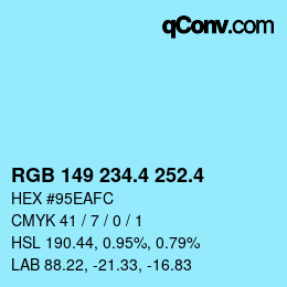 カラーコード: RGB 149 234.4 252.4 | qconv.com