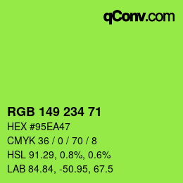 Color code: RGB 149 234 71 | qconv.com