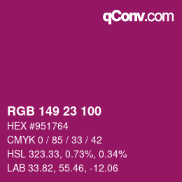 Color code: RGB 149 23 100 | qconv.com
