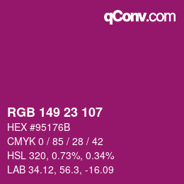 Color code: RGB 149 23 107 | qconv.com