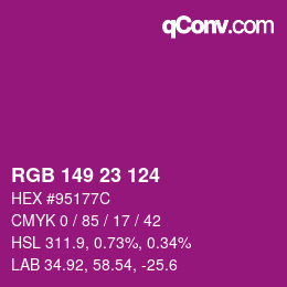 カラーコード: RGB 149 23 124 | qconv.com