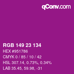 Color code: RGB 149 23 134 | qconv.com