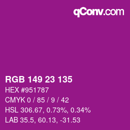 Color code: RGB 149 23 135 | qconv.com
