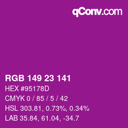 Color code: RGB 149 23 141 | qconv.com